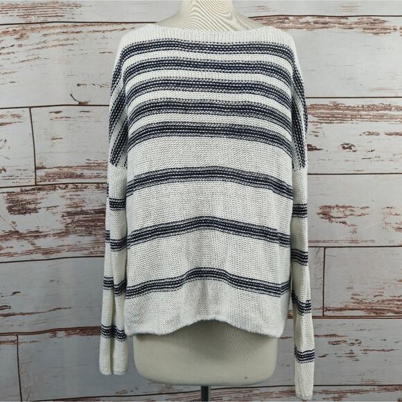 Vince Linen Striped Sailor Pullover Knit Sweater Size XL - Picture 1 of 6